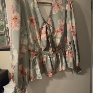 Express open back floral blouse